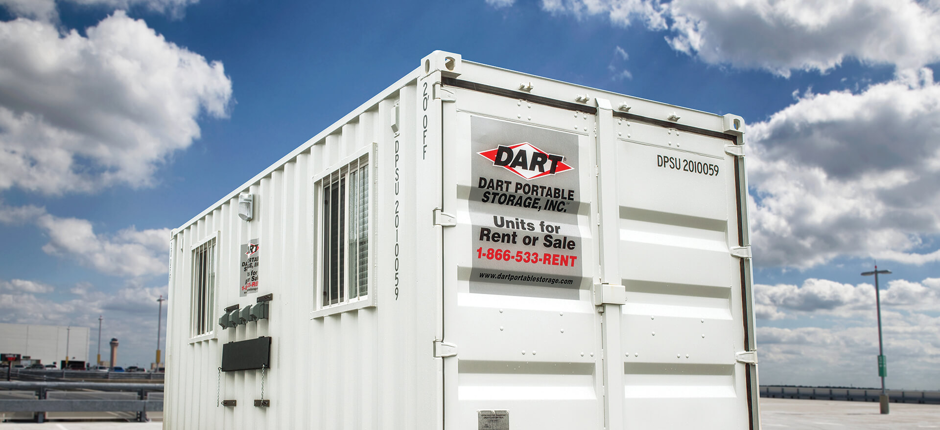White Dart Portable Storage office container with window and electrical setup
